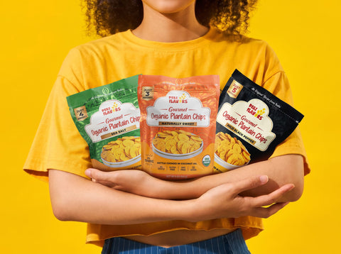 Desi Flavors Variety Pack — three organic plantain chip bags: Naturally Sweet, Sea Salt, and Mild Black Pepper.